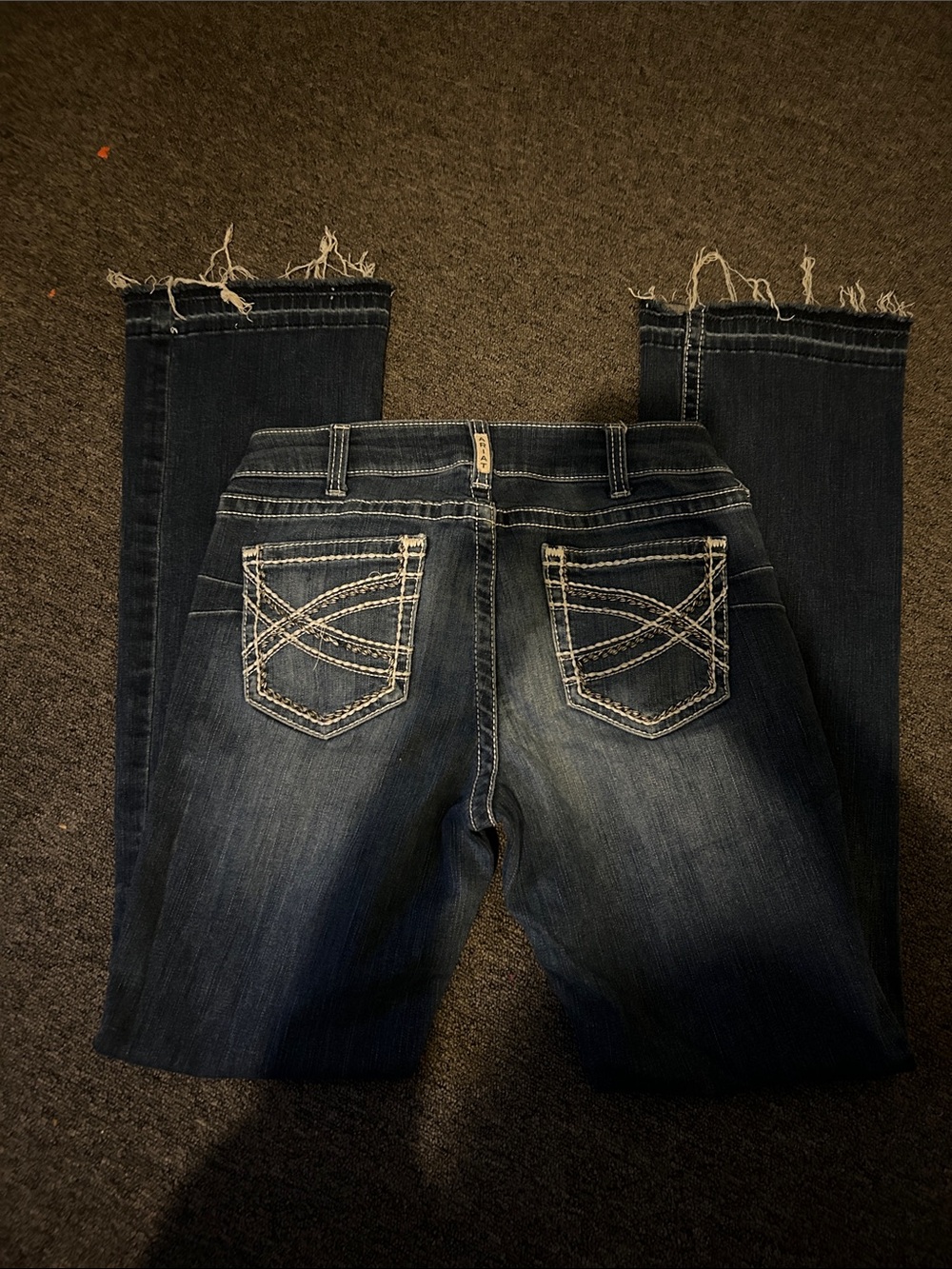 Ariat Dark Indigo Distressed Hem Bootcut Jeans